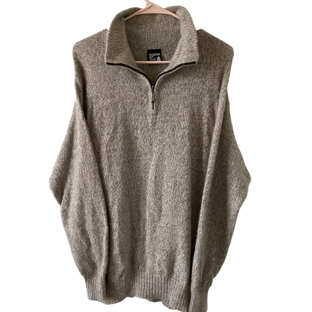 Alpaca Diana Sweater Mens Quarter Zip Pullover Knit Casual‎ Winter Layering